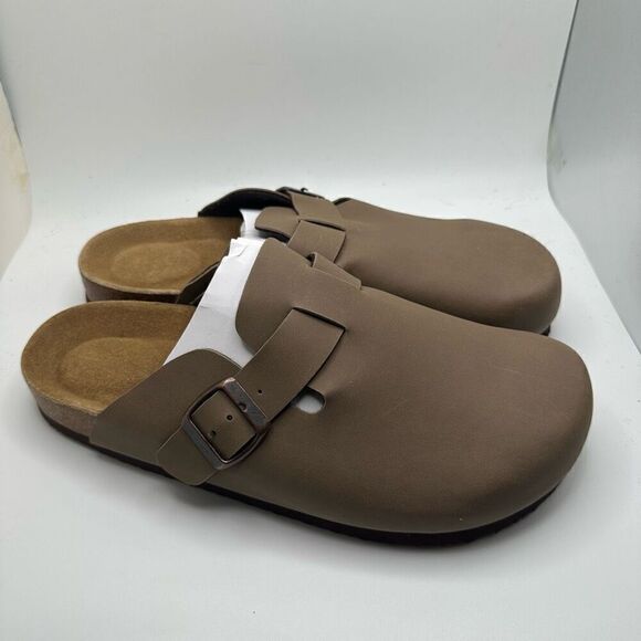CUSHIONAIRE Women's Cork Footbed Clog with Genuine Leather Upper 11 BROWN NEW - Picture 1 of 7